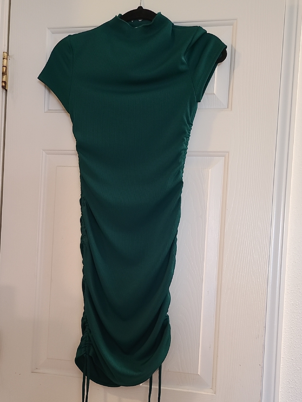 Emerald Green Ruched  Midi Dress